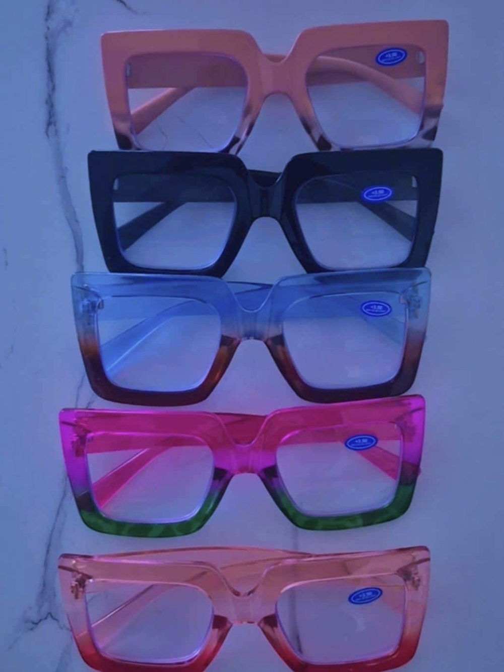 Square Gradient Women's Sunglasses - Pink, Black, Blue, Fuchsia, Peach